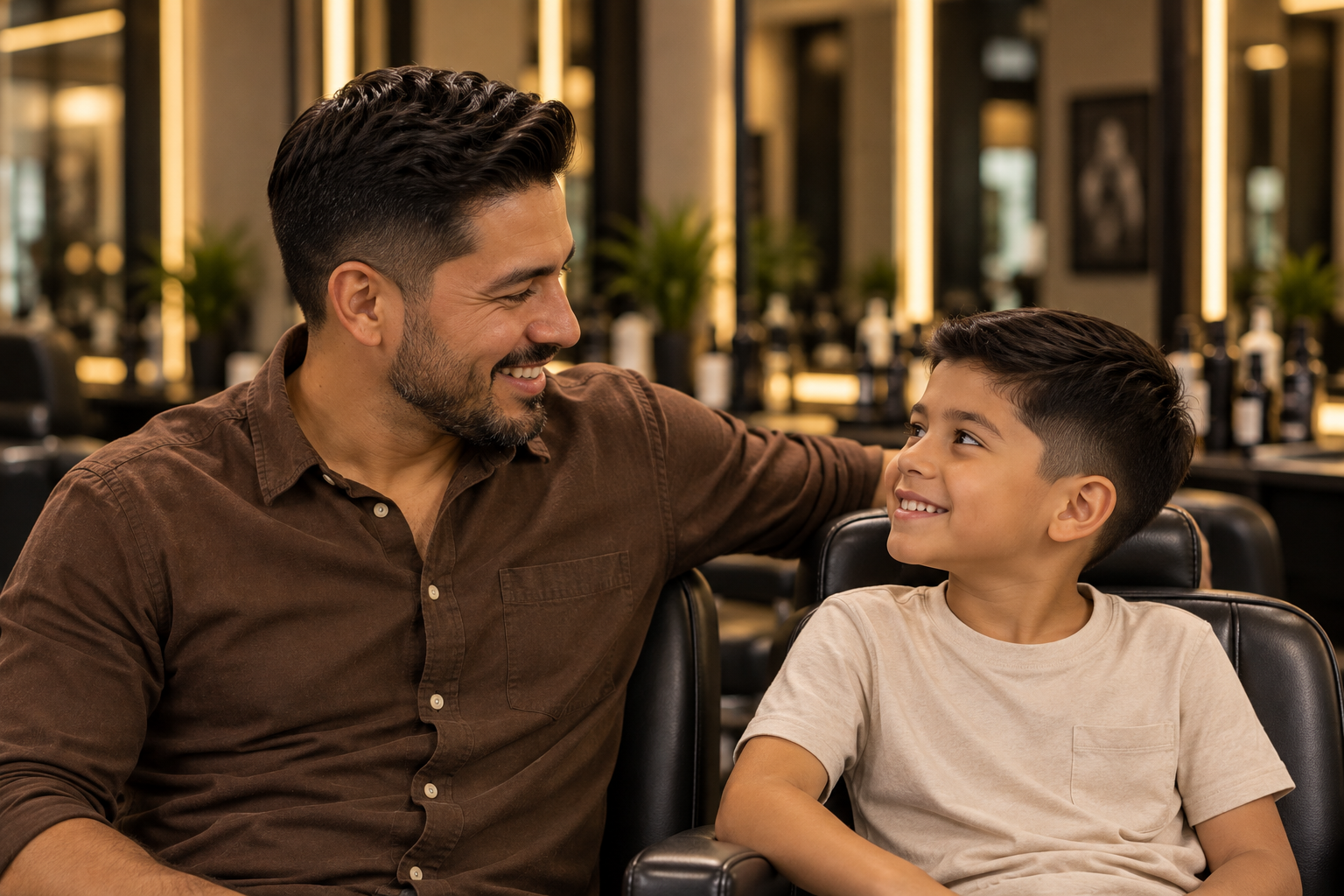 Padre e hijo en Deni Barber Studio